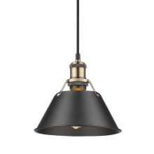 Golden 3306-S AB-BLK - Yep by Golden Lighting Orwell 1-light 8in Pendant in Aged Brass and Matte Black shade
